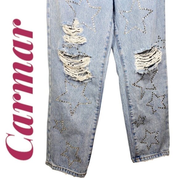 CARMAR Hermia Peyton Rhinestone Star Jeans High Rise Light Wash, Size 26 - Picture 4 of 11